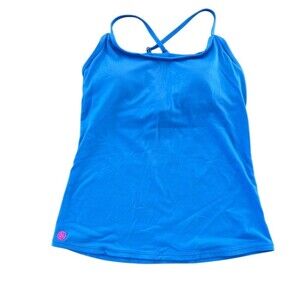 Lilly Pulitzer Luxletic Tank Top Womens S Bright Blue Crisscross Back Bra